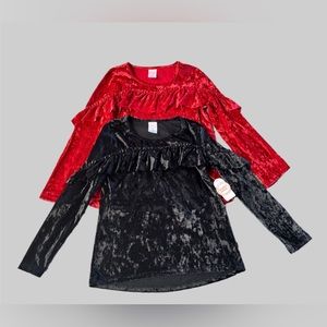 Bundle of 2 Girl’s Long Sleeve Velvet Tops